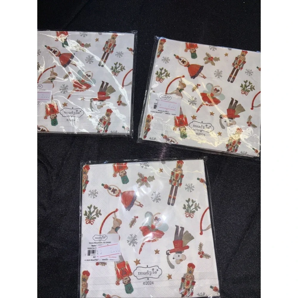 Christmas Paper Napkins Nutcracker Plaid set of 3 Sets 36 Total Mud Pie